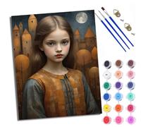 WXRWANG Paint by Number for Adults Beginner Canvas Moonlight Castle Girl Choice for Birthday Anniversary or Any Festival DIY Acrylic Painting Kit for Room Decor 16x20 inch Frameless