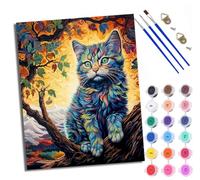 WXRWANG Paint by Number for Adults Beginner Canvas Portrait of a Colorful cat on a Tree Choice for Birthday Anniversary or Any Festival Acrylic Painting Kit for Room Decor 16x20 inch with Frame