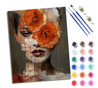 WXRWANG Paint by Number for Adults Beginner Canvas Portrait of a Man Covered with Roses Choice for Birthday Anniversary or Any Festival DIY Acrylic Painting Kit for Room Decor 16x20 inch Frameless