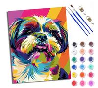 WXRWANG Paint by Number for Adults Beginner Canvas Rainbow Dog Pop Portrait Choice for Anniversary or Any Festival Acrylic Painting Kit for Room Decor 16x20 inch with Frame
