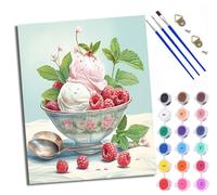 WXRWANG Paint by Number for Adults Beginner Canvas Raspberry ice Cream Choice for Birthday Anniversary or Any Festival Acrylic Painting Kit for Room Decor 16x20 inch with Frame