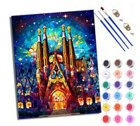 WXRWANG Paint by Number for Adults Beginner Canvas Sagrada Familia Choice for Birthday Anniversary or Any Festival DIY Acrylic Painting Kit for Room Decor 16x20 inch Frameless