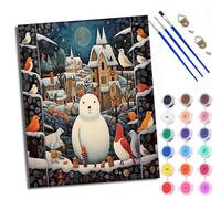 WXRWANG Paint by Number for Adults Beginner Canvas Snow Town Polar Bear and Bird Choice for Birthday Anniversary or Any Festival Acrylic Painting Kit for Room Decor 16x20 inch with Frame