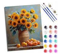 WXRWANG Paint by Number for Adults Beginner Canvas Sunflower Fruit Basket Still Life Choice for Birthday Anniversary or Any Festival Acrylic Painting Kit for Room Decor 16x20 inch with Frame