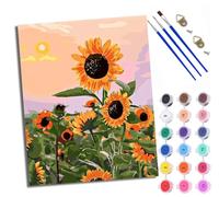 WXRWANG Paint by Number for Adults Beginner Canvas Sunflowers in The Sunset Choice for Birthday Anniversary or Any Festival DIY Acrylic Painting Kit for Room Decor 16x20 inch Frameless