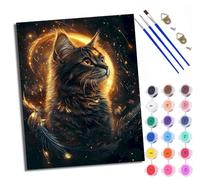 WXRWANG Paint by Number for Adults Beginner Canvas The Spirit Cat Under the Stars Choice for Birthday Anniversary or Any Festival Acrylic Painting Kit for Room Decor 16x20 inch with Frame