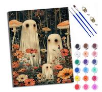 WXRWANG Paint by Number for Adults Beginner Canvas Three Ghosts Among The Flowers Choice for Birthday Anniversary or Any Festival DIY Acrylic Painting Kit for Room Decor 16x20 inch Frameless