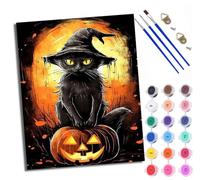WXRWANG Paint by Number for Adults Beginner Canvas Wizard Black Cat and Pumpkin Choice for Anniversary or Any Festival Acrylic Painting Kit for Room Decor 16x20 inch Frameless