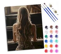 WXRWANG Paint by Numbers for Adults and Beginner Back View in Front of The Piano Painting by Number Kits On Canvas Without Frame DIY Color Oil Painting Acrylic Paints Home Wall Decor 40x50cm/16x20in