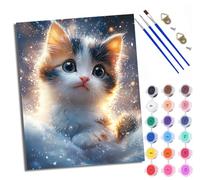 WXRWANG Paint by Numbers for Adults and Beginner Beautiful Cats and Twinkling Stars in the Snow Color Oil Painting Acrylic Paints Home Wall Decor 40x50cm with Frame