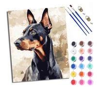 WXRWANG Paint by Numbers for Adults and Beginner Brave Doberman Painting by Number Kits On Canvas Without Frame DIY Color Oil Painting Acrylic Paints Home Wall Decor 40x50cm/16x20in