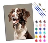 WXRWANG Paint by Numbers for Adults and Beginner Brown and White Dog Portrait Painting by Number Kits On Canvas Without Frame DIY Color Oil Painting Acrylic Paints Home Wall Decor 40x50cm/16x20in