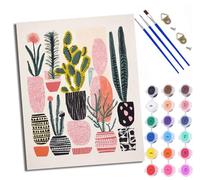 WXRWANG Paint by Numbers for Adults and Beginner Cacti and Succulents Painting by Number Kits On Canvas Without Frame DIY Color Oil Painting Acrylic Paints Home Wall Decor 40x50cm/16x20in