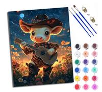 WXRWANG Paint by Numbers for Adults and Beginner Calf Playing The Piano Painting by Number Kits On Canvas Without Frame DIY Color Oil Painting Acrylic Paints Home Wall Decor 40x50cm/16x20in