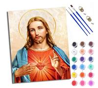 WXRWANG Paint by Numbers for Adults and Beginner Colorful Glowing Jesus Painting by Number Kits On Canvas Without Frame DIY Color Oil Painting Acrylic Paints Home Wall Decor 40x50cm/16x20in