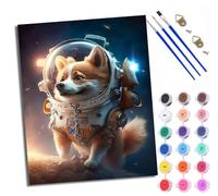 WXRWANG Paint by Numbers for Adults and Beginner Corgi Walk in Space Painting by Number Kits On Canvas Without Frame DIY Color Oil Painting Acrylic Paints Home Wall Decor 40x50cm/16x20in