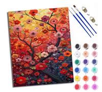 WXRWANG Paint by Numbers for Adults and Beginner Crimson Flame Tree Color Oil Painting Acrylic Paints Home Wall Decor 40x50cm with Frame