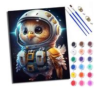 WXRWANG Paint by Numbers for Adults and Beginner Cute Birds Go to Space Painting by Number Kits On Canvas Without Frame DIY Color Oil Painting Acrylic Paints Home Wall Decor 40x50cm/16x20in