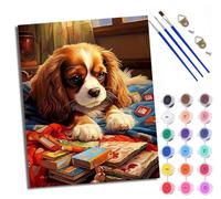 WXRWANG Paint by Numbers for Adults and Beginner Dog Lying Down DIY Color Oil Painting Acrylic Paints Home Wall Decor 40x50cm/16x20in with Frame