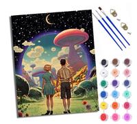 WXRWANG Paint by Numbers for Adults and Beginner Fantasy Mushroom World Painting by Number Kits On Canvas Without Frame DIY Color Oil Painting Acrylic Paints Home Wall Decor 40x50cm/16x20in