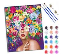 WXRWANG Paint by Numbers for Adults and Beginner Girl with Flowers on her Head Painting by Number Kits On Canvas Without Frame DIY Color Oil Painting Acrylic Paints Home Wall Decor 40x50cm/16x20in