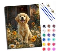 WXRWANG Paint by Numbers for Adults and Beginner Golden Retriever Puppy Painting by Number Kits On Canvas Without Frame Color Oil Painting Acrylic Paints Home Wall Decor 40x50cm