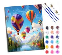 WXRWANG Paint by Numbers for Adults and Beginner Hot air Balloon Valley Flight Painting by Number Kits On Canvas Without Frame DIY Color Oil Painting Acrylic Paints Home Wall Decor 40x50cm/16x20in