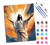 WXRWANG Paint by Numbers for Adults and Beginner Jesus in The Light Painting by Number Kits On Canvas Without Frame DIY Color Oil Painting Acrylic Paints Home Wall Decor 40x50cm/16x20in
