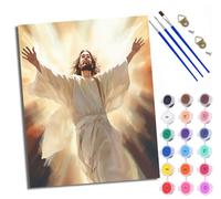 WXRWANG Paint by Numbers for Adults and Beginner Jesus in The Light Painting by Number Kits On Canvas Without Frame DIY Color Oil Painting Acrylic Paints Home Wall Decor 40x50cm/16x20in