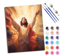 WXRWANG Paint by Numbers for Adults and Beginner Jesus in The Light Painting by Number Kits On Canvas Without Frame DIY Color Oil Painting Acrylic Paints Home Wall Decor 40x50cm/16x20in