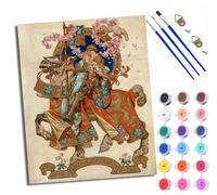 WXRWANG Paint by Numbers for Adults and Beginner Knight on a Flowered Horse Painting by Number Kits On Canvas Without Frame DIY Color Oil Painting Acrylic Paints Home Wall Decor 40x50cm/16x20in