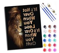WXRWANG Paint by Numbers for Adults and Beginner Lions and Inspirational Quotes Painting by Number Kits On Canvas Without Frame DIY Color Oil Painting Acrylic Paints Home Wall Decor 40x50cm/16x20in