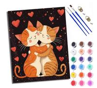 WXRWANG Paint by Numbers for Adults and Beginner Loving Couple Kittens Painting by Number Kits On Canvas Without Frame DIY Color Oil Painting Acrylic Paints Home Wall Decor 40x50cm/16x20in