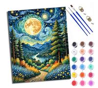 WXRWANG Paint by Numbers for Adults and Beginner Moonlight Forest Path Painting by Number Kits On Canvas Without Frame DIY Color Oil Painting Acrylic Paints Home Wall Decor 40x50cm/16x20in