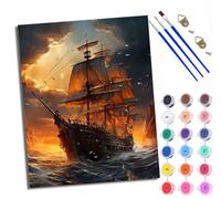 WXRWANG Paint by Numbers for Adults and Beginner Painting by Number Ancient Ship in Dangerous Seas Without Frame Oil Paintings on Canvas House Decor 16x20in
