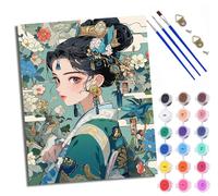 WXRWANG Paint by Numbers for Adults and Beginner Painting by Number Chinese Ancient Beauty with Frame Oil Paintings on Canvas House Wall Decor 16x20in
