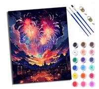 WXRWANG Paint by Numbers for Adults and Beginner Painting by Number City Fireworks Night Scene Without Frame Oil Paintings on Canvas House Wall Decor 16x20in
