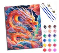 WXRWANG Paint by Numbers for Adults and Beginner Painting by Number Colorful Dragon Soaring Through the Clouds with Frame Oil Paintings on Canvas House Wall Decor 16x20in