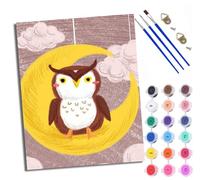 WXRWANG Paint by Numbers for Adults and Beginner Painting by Number Cute owl on The Moon Without Frame Oil Paintings on Canvas House Wall Decor 16x20in