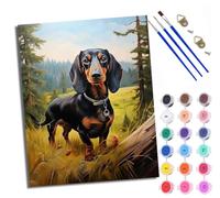 WXRWANG Paint by Numbers for Adults and Beginner Painting by Number Dachshund in The Woods Without Frame Oil Paintings on Canvas House Wall Decor 16x20in