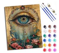WXRWANG Paint by Numbers for Adults and Beginner Painting by Number Decorative Eye with Lotus Without Frame Oil Paintings on Canvas House Wall Decor 16x20in