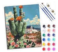 WXRWANG Paint by Numbers for Adults and Beginner Painting by Number Desert Cactus Flowers Without Frame Oil Paintings on Canvas House Wall Decor 16x20in