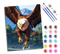 WXRWANG Paint by Numbers for Adults and Beginner Painting by Number Eagles Soaring Through the Water with Frame Oil Paintings on Canvas House Wall Decor 16x20in