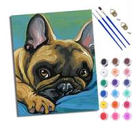 WXRWANG Paint by Numbers for Adults and Beginner Painting by Number French Bulldog Lying on a Blue mat Without Frame Oil Paintings on Canvas House Wall Decor 16x20in