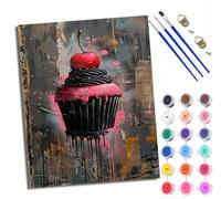 WXRWANG Paint by Numbers for Adults and Beginner Painting by Number Graffiti Cupcakes Without Frame Oil Paintings on Canvas House Wall Decor 16x20in