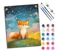 WXRWANG Paint by Numbers for Adults and Beginner Painting by Number Laughing Fox Under The Starry Sky Without Frame Oil Paintings on Canvas House Wall Decor 16x20in