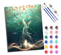 WXRWANG Paint by Numbers for Adults and Beginner Painting by Number Light Under The Tree Without Frame Oil Paintings on Canvas House Wall Decor 16x20in