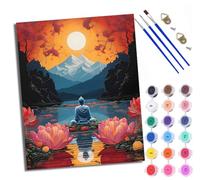 WXRWANG Paint by Numbers for Adults and Beginner Painting by Number Lotus Pond in Front of Buddha Without Frame Oil Paintings on Canvas House Wall Decor 16x20in