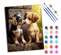 WXRWANG Paint by Numbers for Adults and Beginner Painting by Number Loving Couple Puppy Without Frame Oil Paintings on Canvas House Wall Decor 16x20in