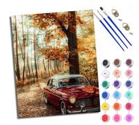 WXRWANG Paint by Numbers for Adults and Beginner Painting by Number Retro car in The Woods Without Frame Oil Paintings on Canvas House Wall Decor 16x20in